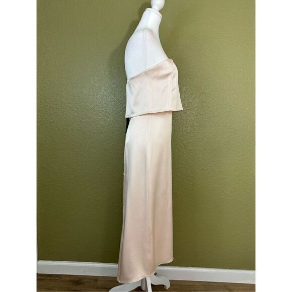 Halston Heritage Women's 0 Strapless Evening Dress Primrose Pink Layered Maxi - Picture 3 of 9